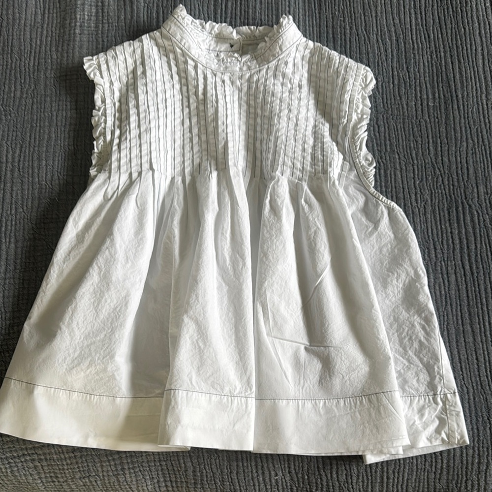 Ganni White Ruffled Top